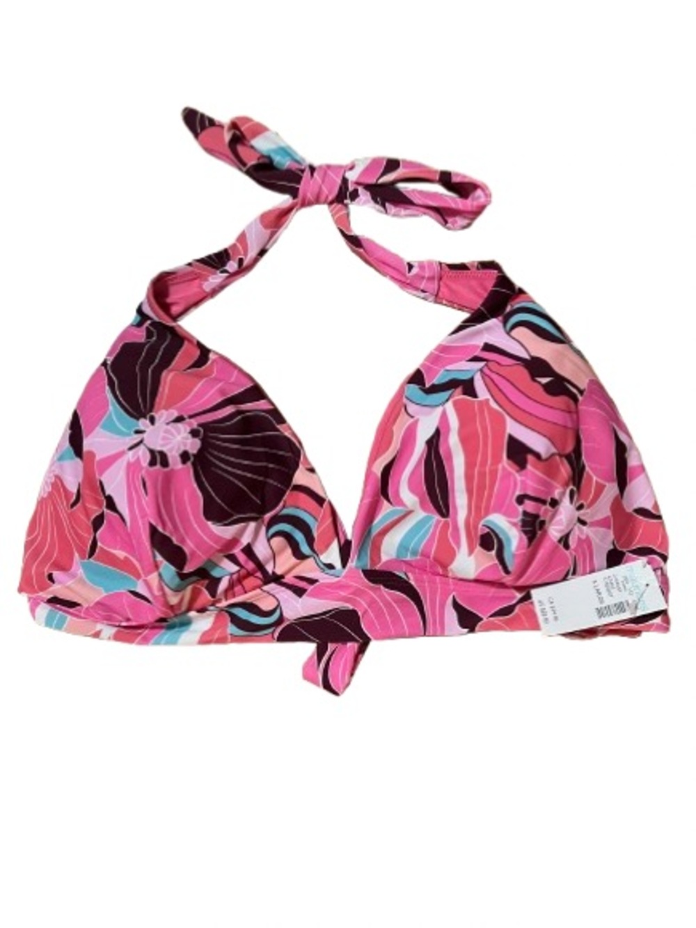 NWT Maurices Swimwear Pink Floral Halter Bikini Top Size XL